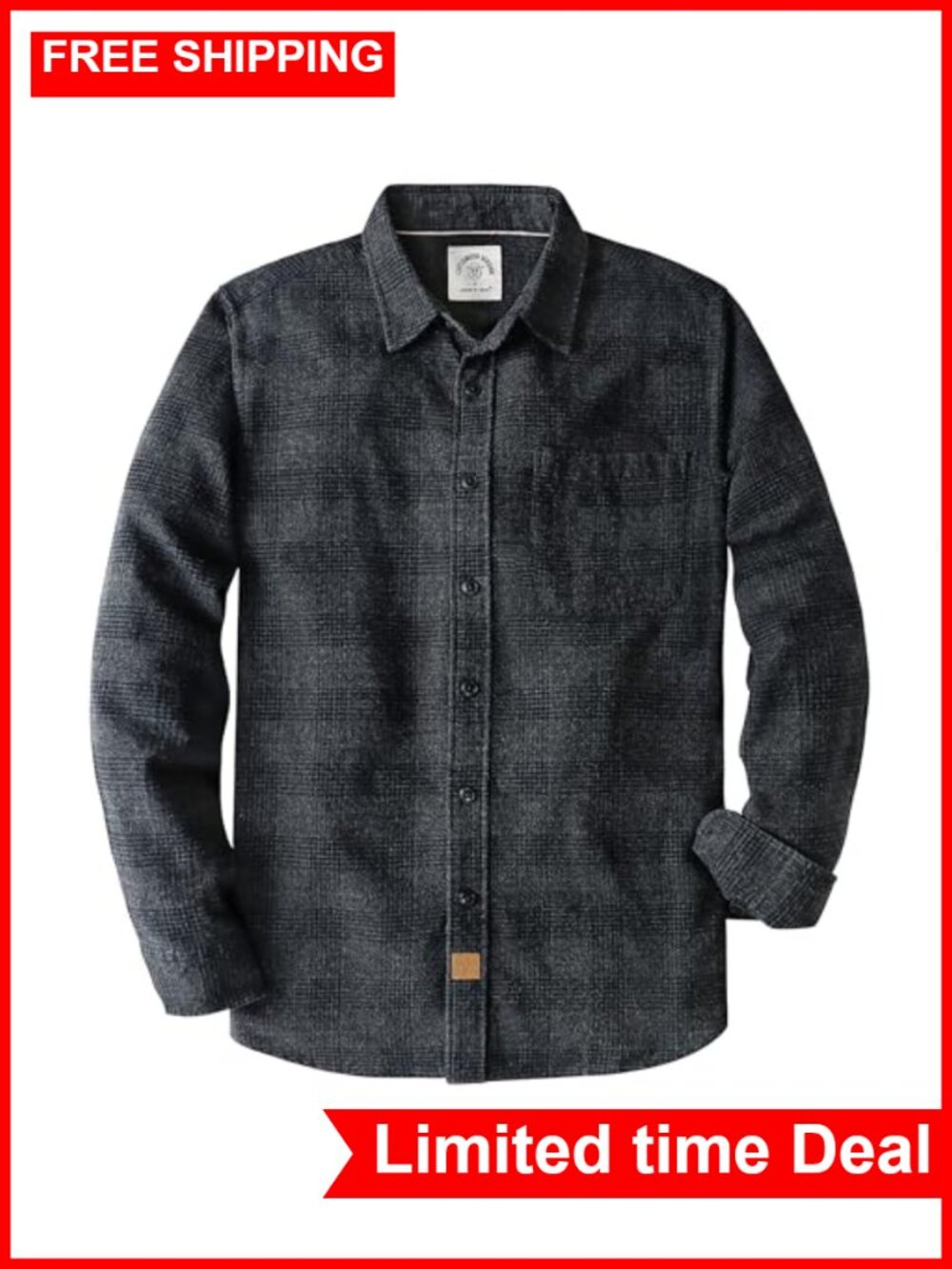Men's Cotton Flannel Plaid Long Sleeve Button Down Casual Shirt